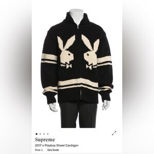 Supreme & Playboy L Thick Knit Zip Jacket